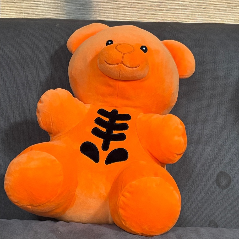 Vibrant Orange Plush Bear for Kids